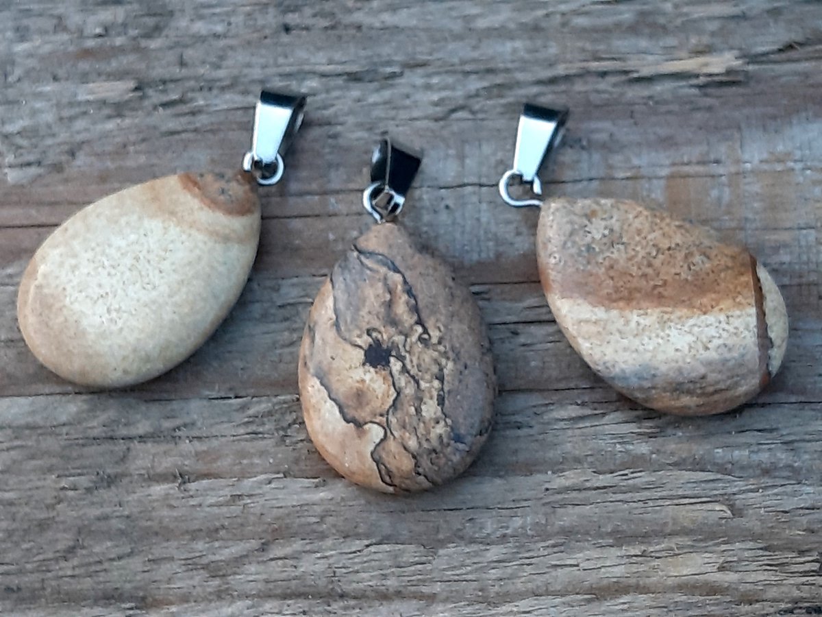 Edelsteen Landschap Jaspis druppel hanger